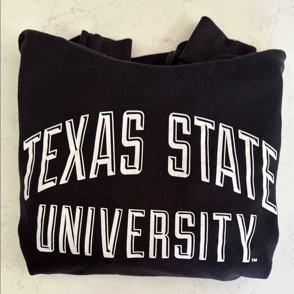 Black & white Texas State University pullover Hoodie. Size L. Drawstring hood. - Picture 1 of 5
